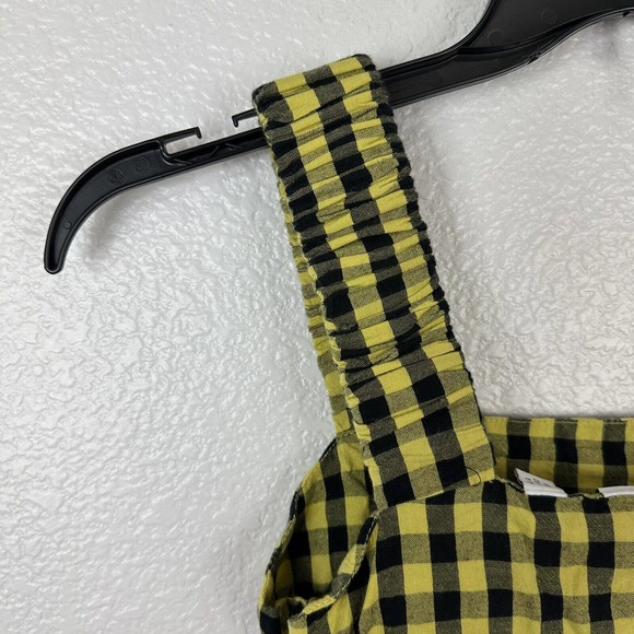 Asos Collusion Dress Size 0 Yellow Black Gingham Tiered Sleeveless Midi - Picture 8 of 14